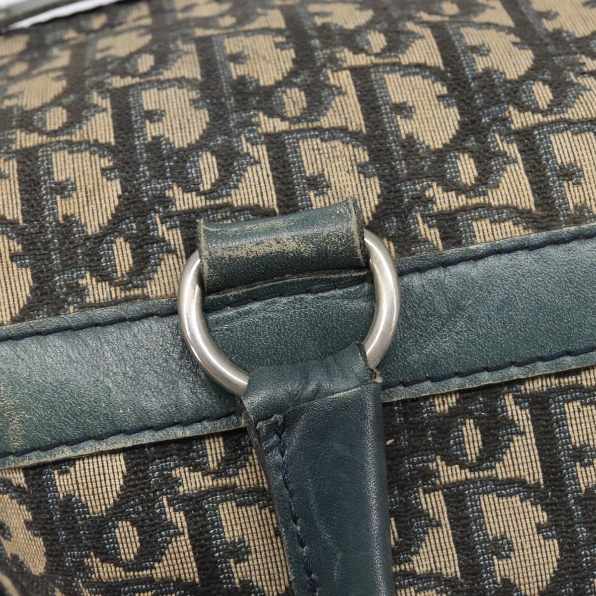 Christian Dior Trotter Canvas Boston Bag Navy Silver Auth 209140