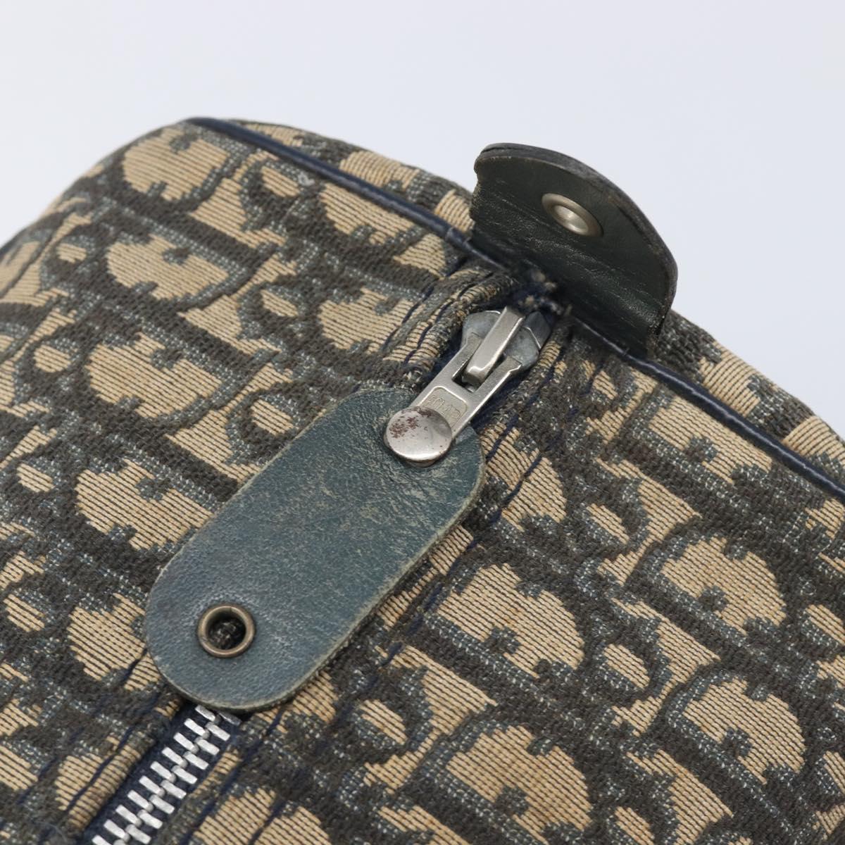 Christian Dior Trotter Canvas Boston Bag Navy Silver Auth 209140