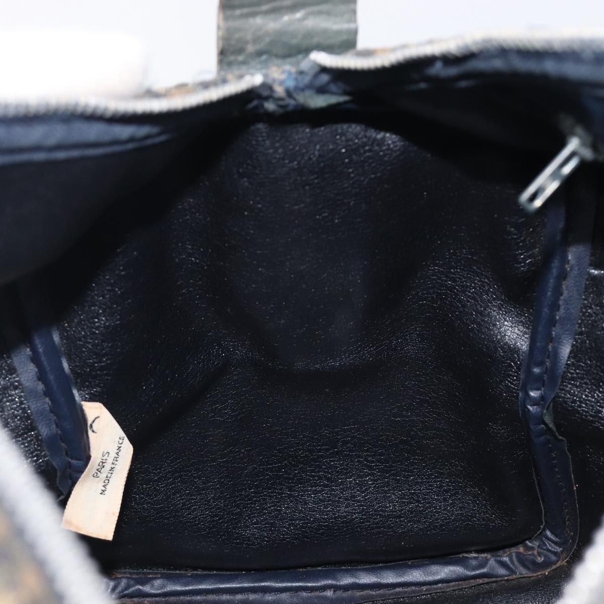 Christian Dior Trotter Canvas Boston Bag Navy Silver Auth 209140
