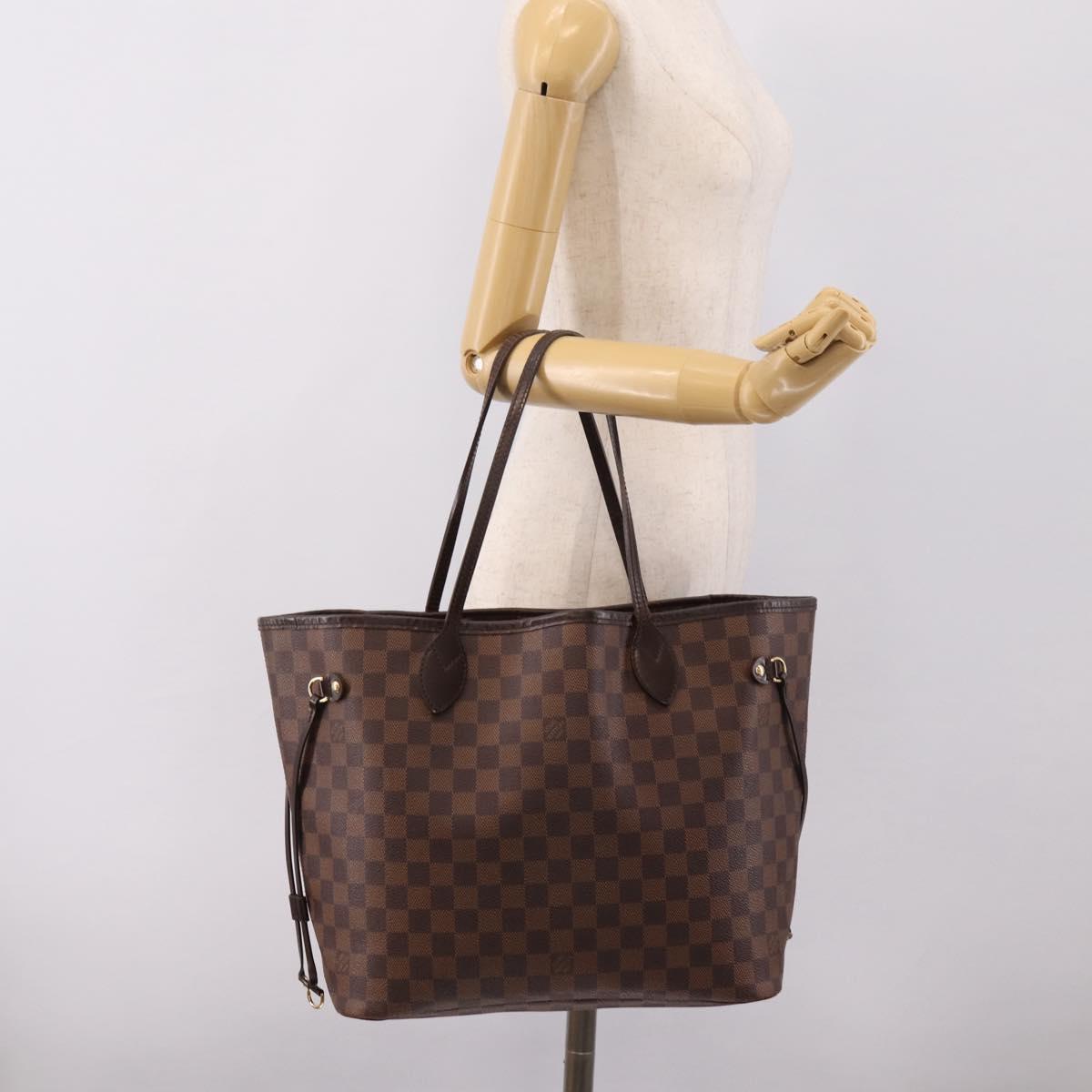 LOUIS VUITTON Damier Ebene Neverfull MM Tote Bag N51105 LV Auth 209146