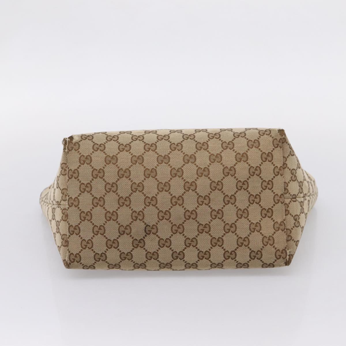 GUCCI GG Canvas Tote Bag Beige Gold Tone 211976 Auth 209147