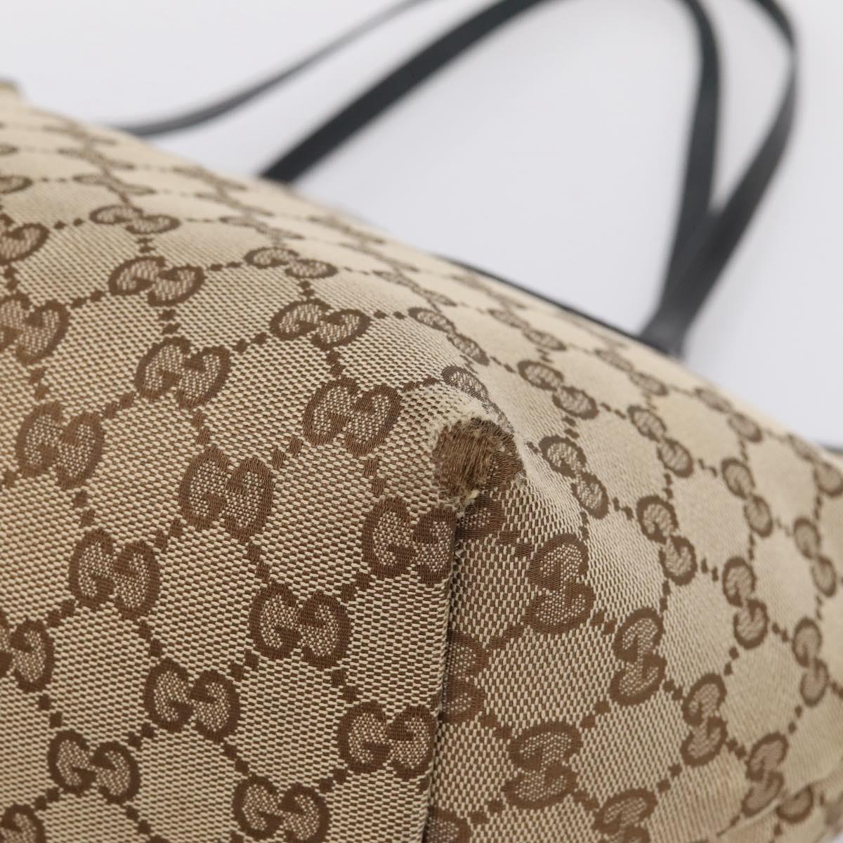 GUCCI GG Canvas Tote Bag Beige Gold Tone 211976 Auth 209147