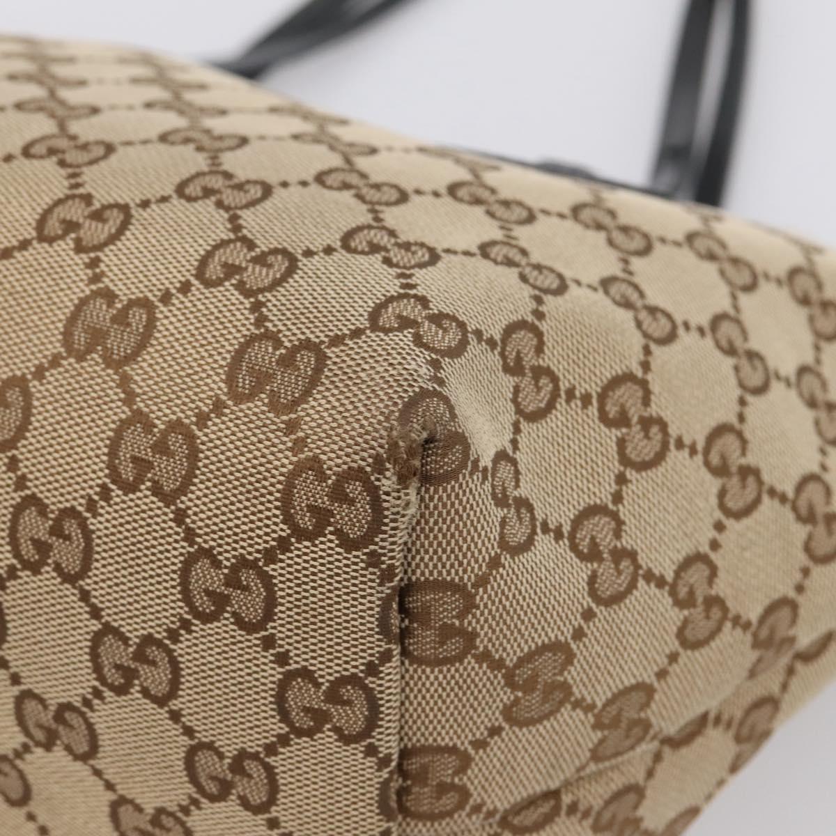 GUCCI GG Canvas Tote Bag Beige Gold Tone 211976 Auth 209147