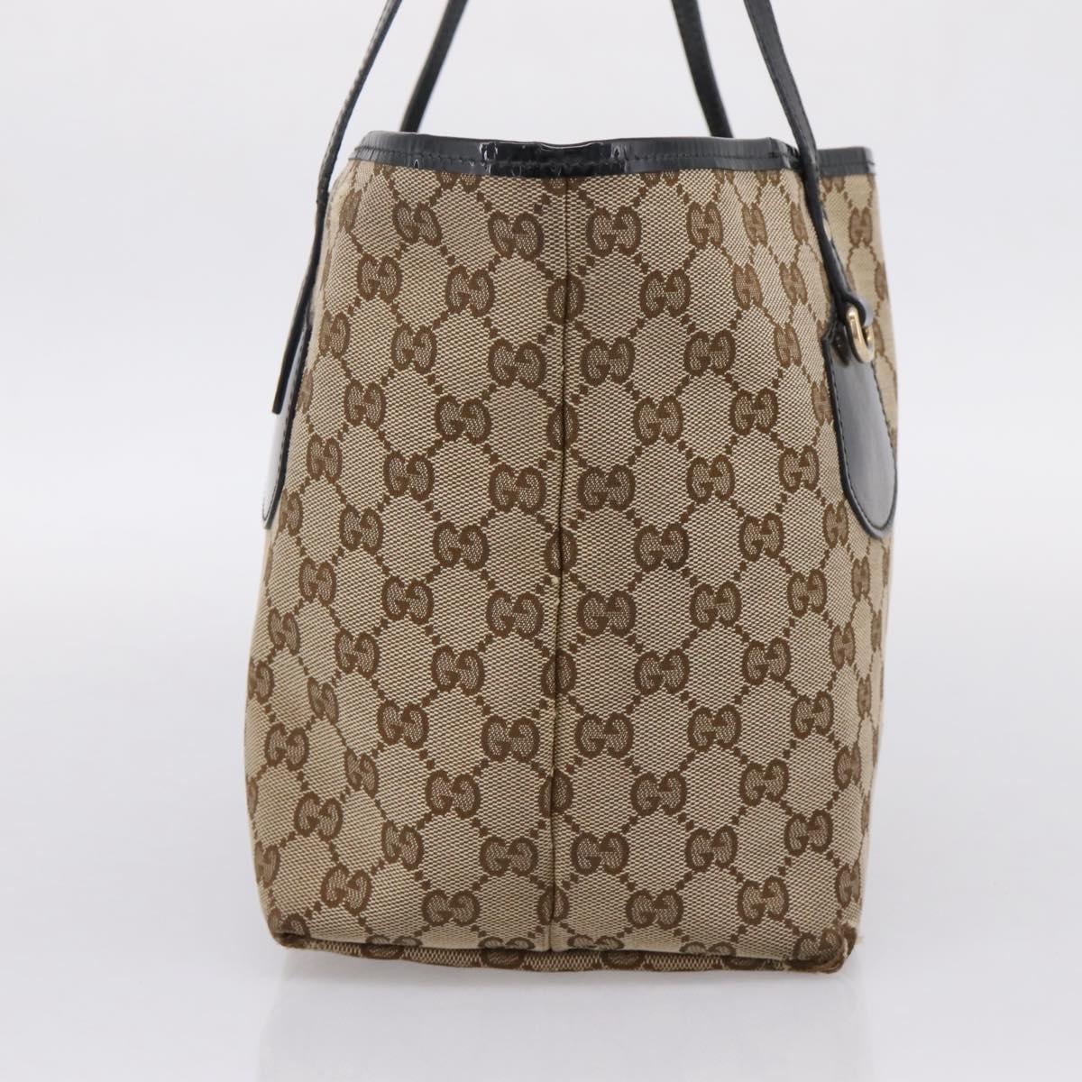 GUCCI GG Canvas Tote Bag Beige Gold Tone 211976 Auth 209147