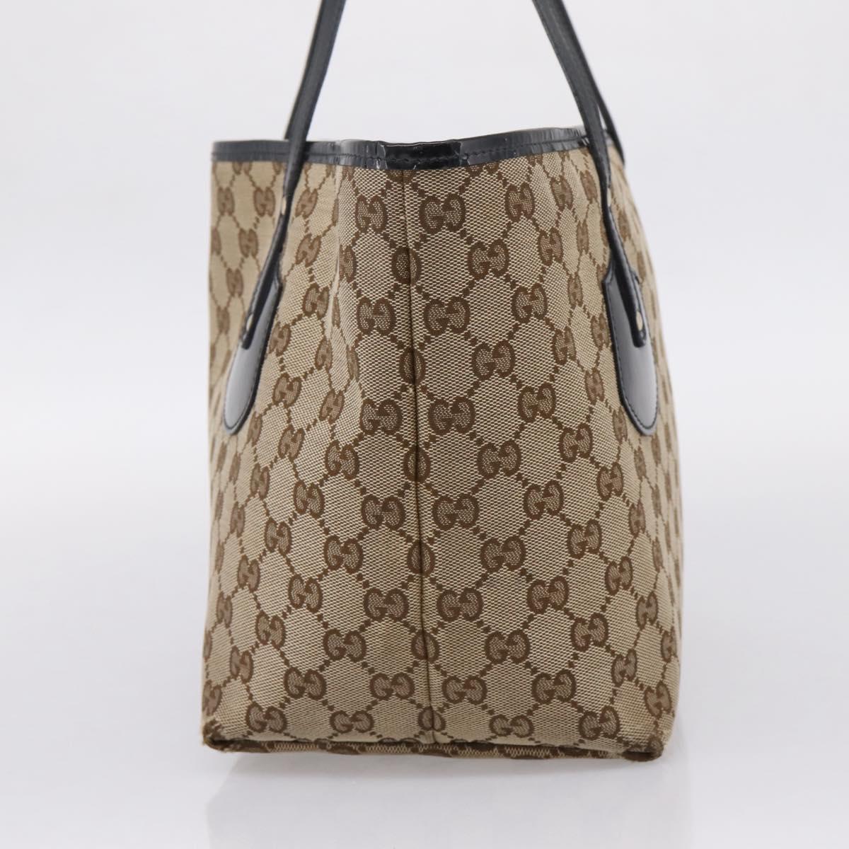 GUCCI GG Canvas Tote Bag Beige Gold Tone 211976 Auth 209147