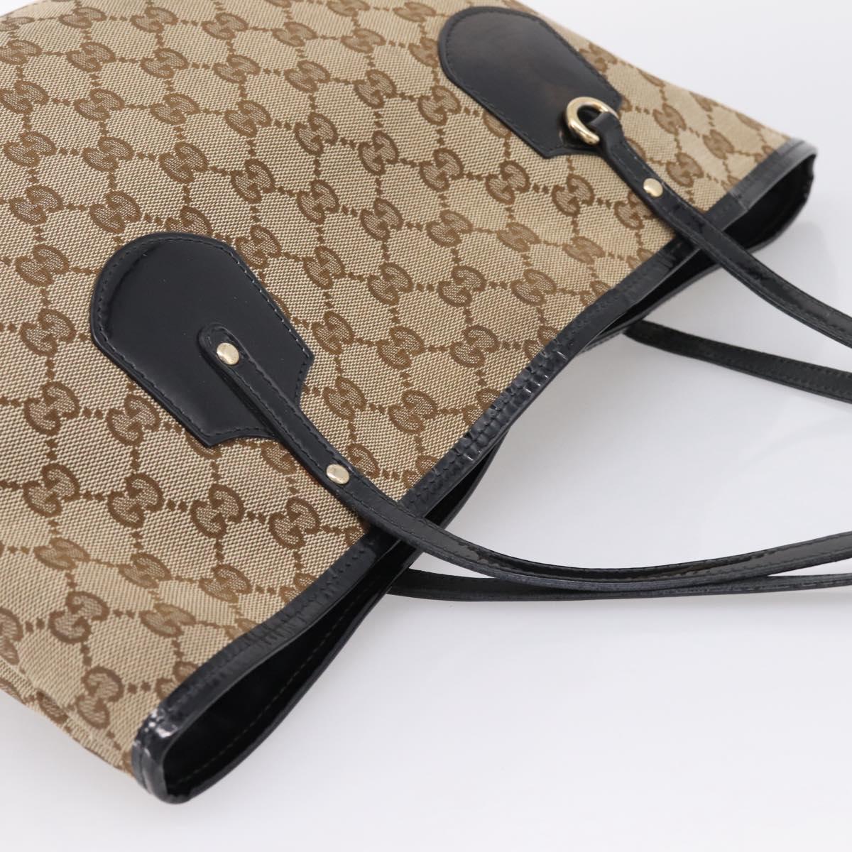 GUCCI GG Canvas Tote Bag Beige Gold Tone 211976 Auth 209147