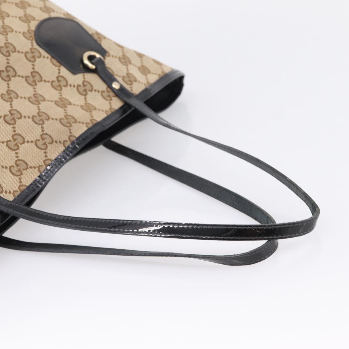 GUCCI GG Canvas Tote Bag Beige Gold Tone 211976 Auth 209147