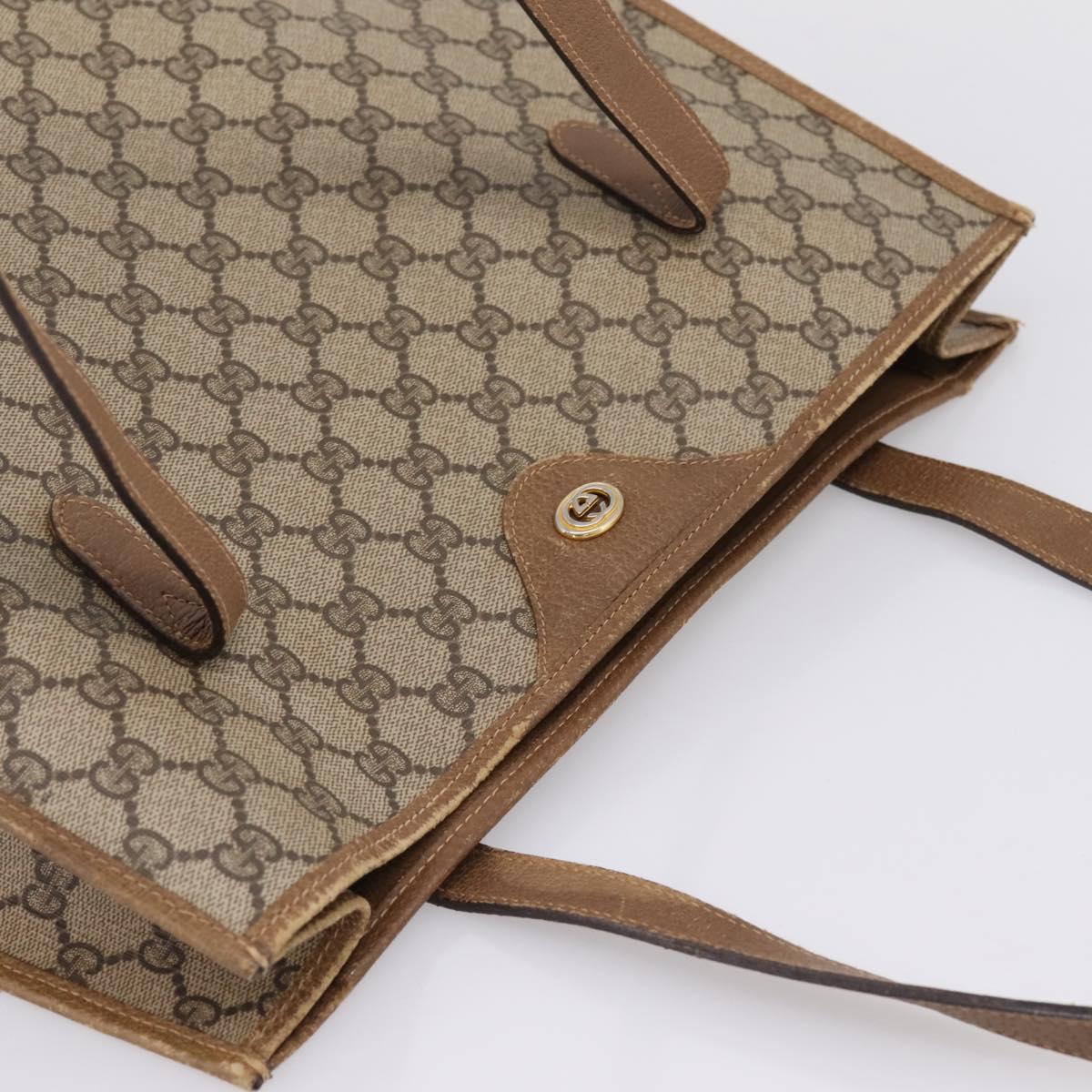 GUCCI GG Supreme Tote Bag PVC Beige Gold Tone 40 02 998 Auth 209148