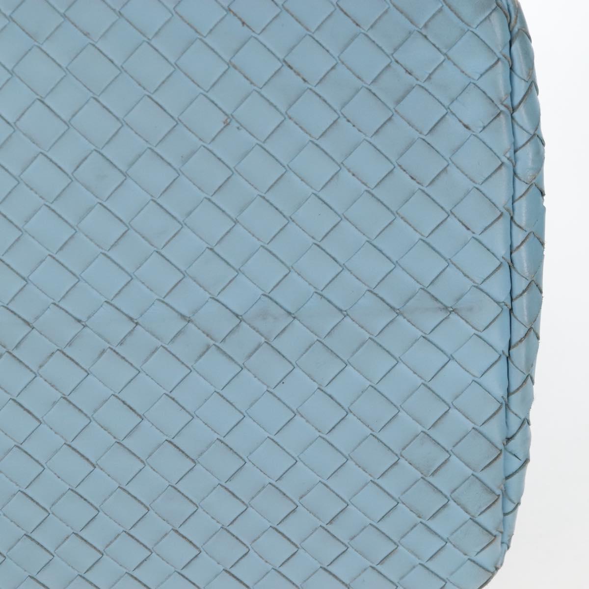 Bottega Veneta INTRECCIATO Rome Hand Bag Leather Light Blue Silver Auth 209151