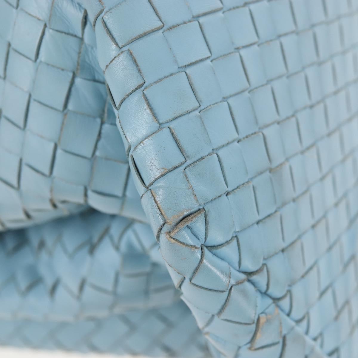 Bottega Veneta INTRECCIATO Rome Hand Bag Leather Light Blue Silver Auth 209151