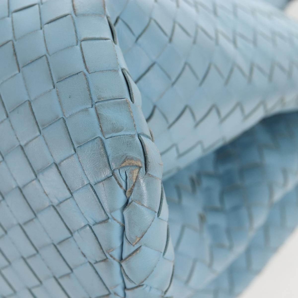 Bottega Veneta INTRECCIATO Rome Hand Bag Leather Light Blue Silver Auth 209151