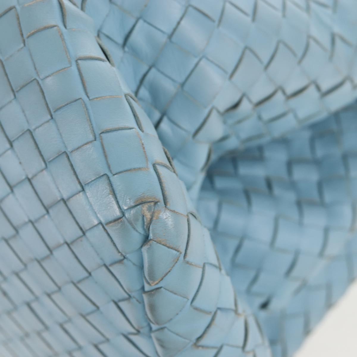 Bottega Veneta INTRECCIATO Rome Hand Bag Leather Light Blue Silver Auth 209151