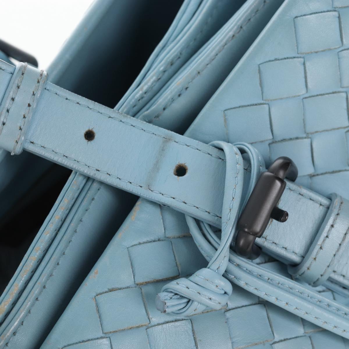 Bottega Veneta INTRECCIATO Rome Hand Bag Leather Light Blue Silver Auth 209151