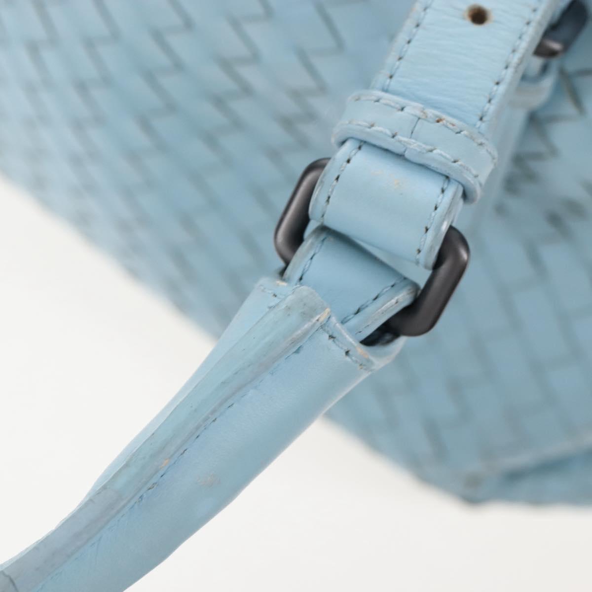 Bottega Veneta INTRECCIATO Rome Hand Bag Leather Light Blue Silver Auth 209151