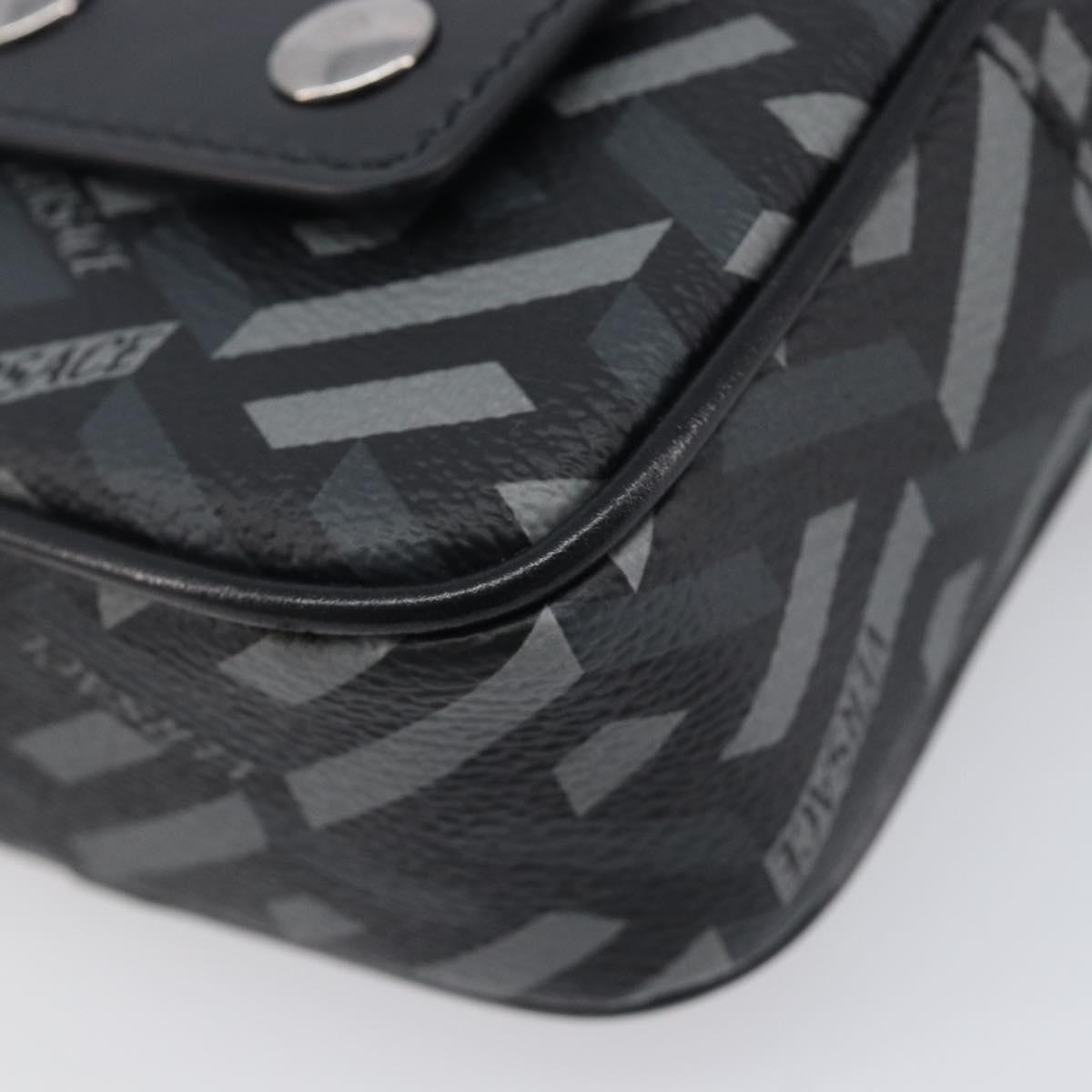 VERSACE Pouch PVC Leather Gray Silver Auth 209154