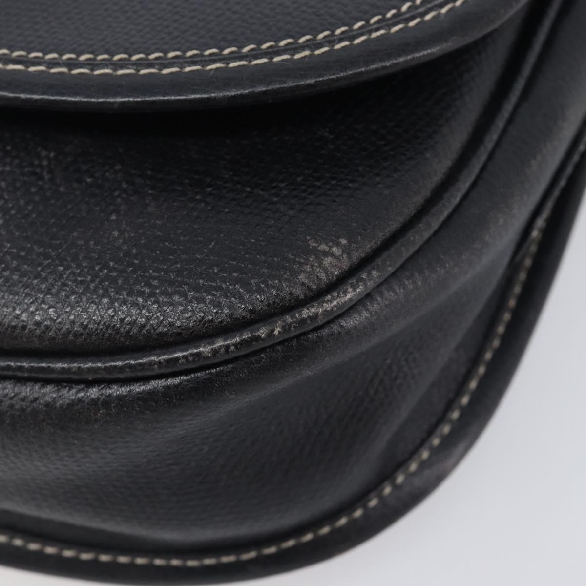 LOEWE Anagram Shoulder Bag Leather Black Gold Tone Auth 209157