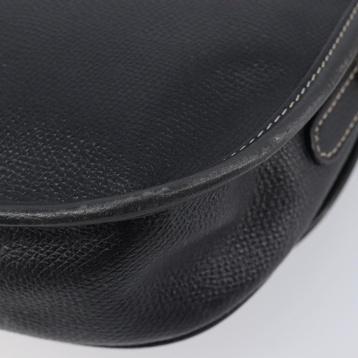 LOEWE Anagram Shoulder Bag Leather Black Gold Tone Auth 209157