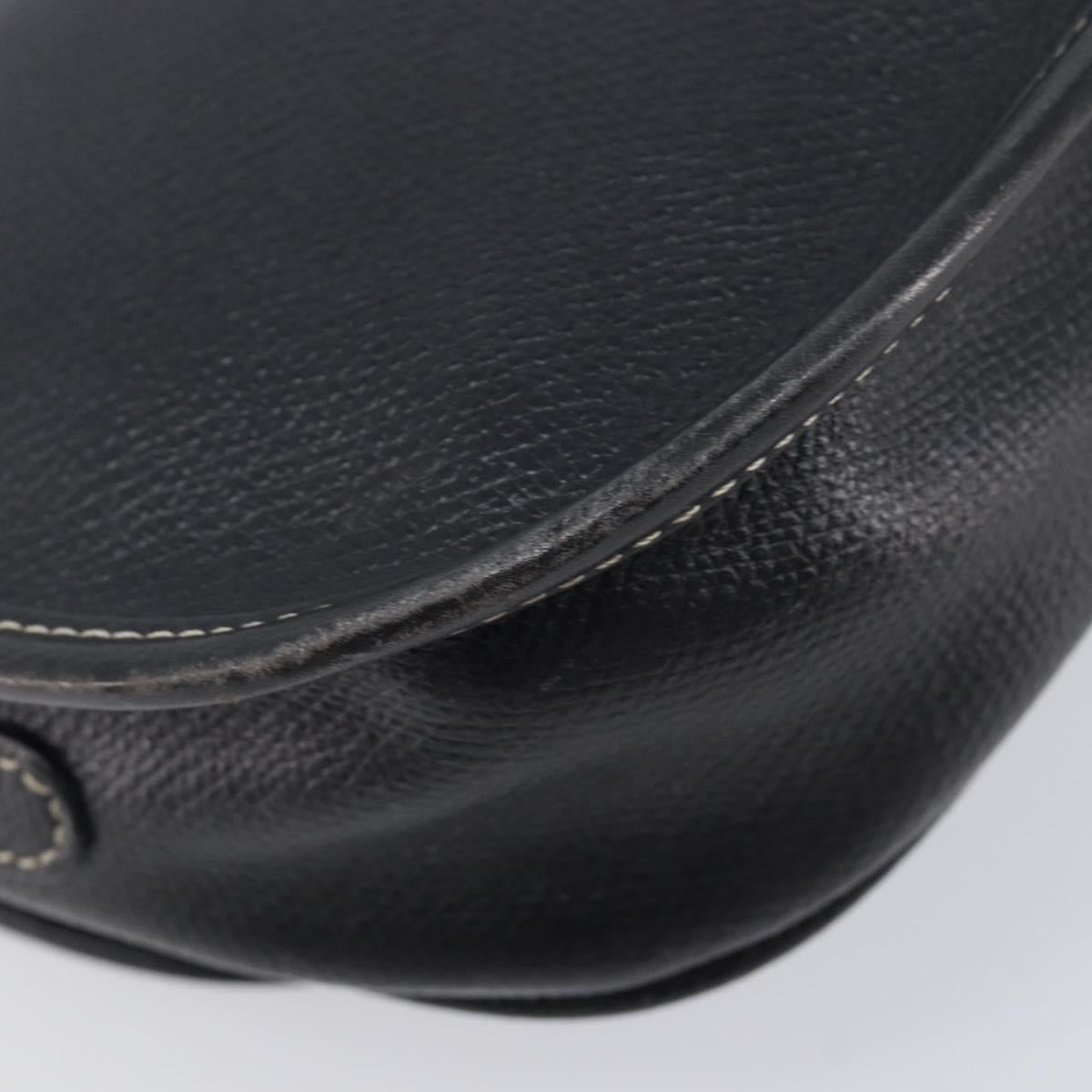LOEWE Anagram Shoulder Bag Leather Black Gold Tone Auth 209157