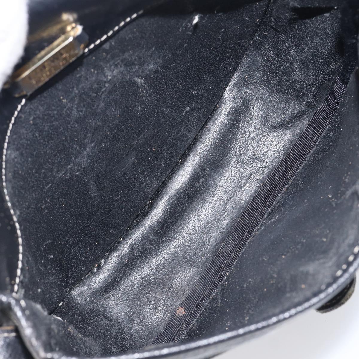 LOEWE Anagram Shoulder Bag Leather Black Gold Tone Auth 209157