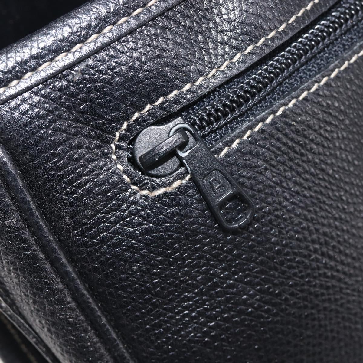 LOEWE Anagram Shoulder Bag Leather Black Gold Tone Auth 209157