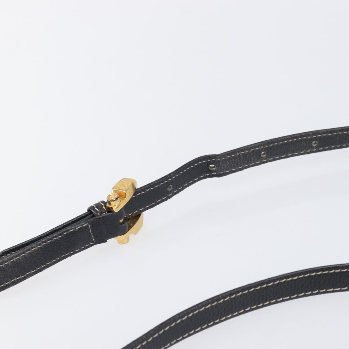 LOEWE Anagram Shoulder Bag Leather Black Gold Tone Auth 209157