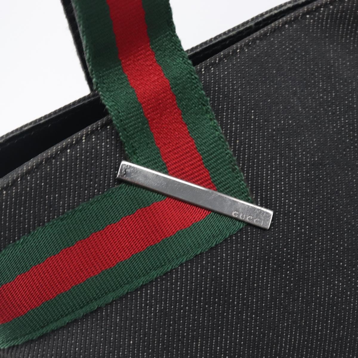 GUCCI Tote Bag Canvas Black Silver 73983 Auth 209158