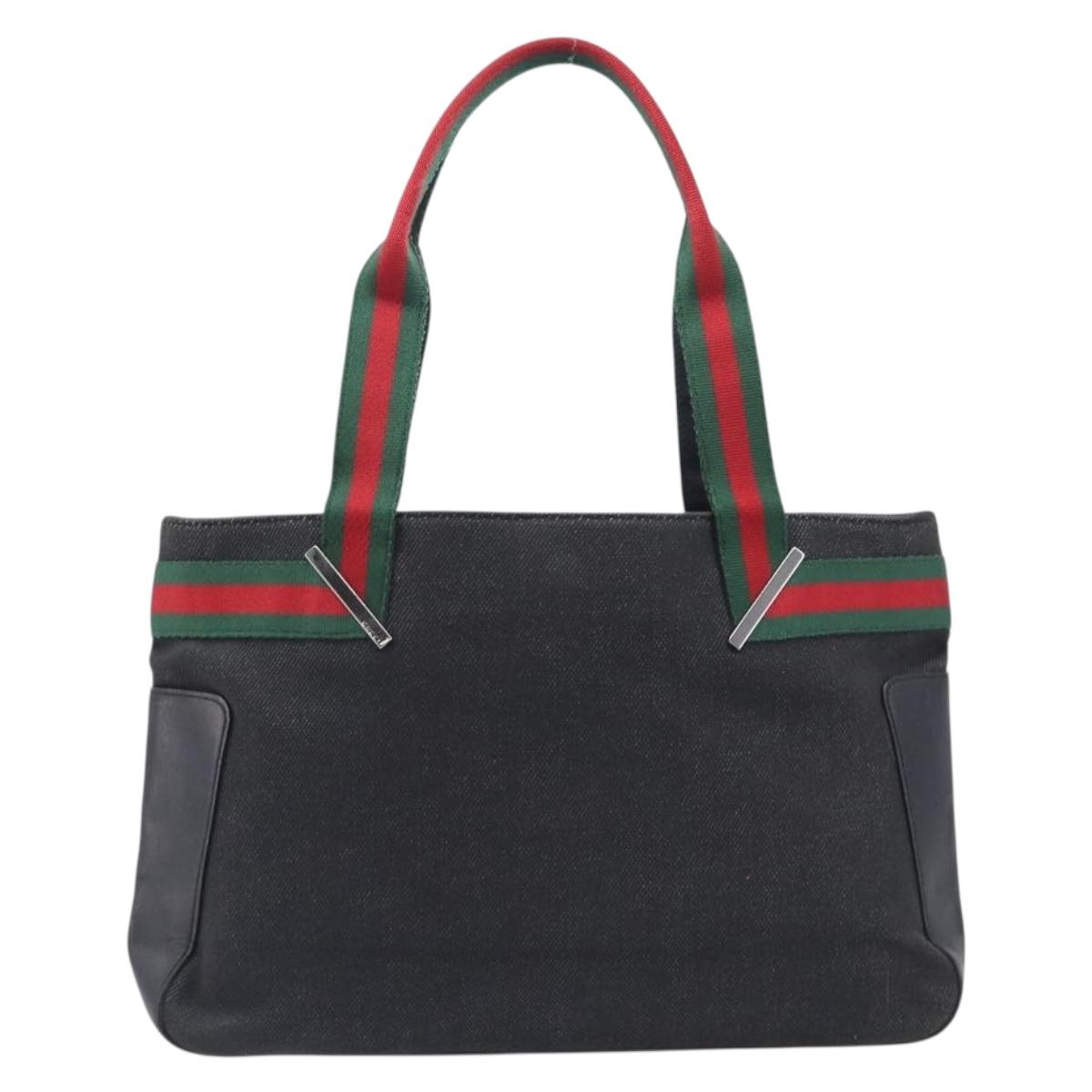 GUCCI Tote Bag Canvas Black Silver 73983 Auth 209158