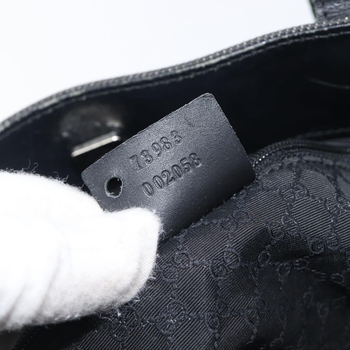 GUCCI Tote Bag Canvas Black Silver 73983 Auth 209158