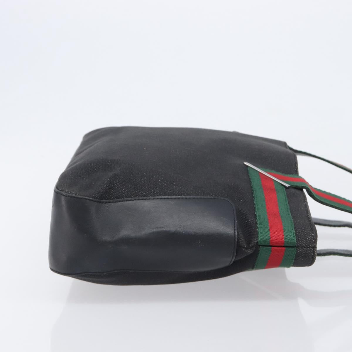 GUCCI Tote Bag Canvas Black Silver 73983 Auth 209158