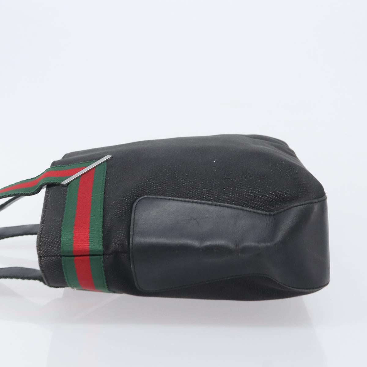 GUCCI Tote Bag Canvas Black Silver 73983 Auth 209158