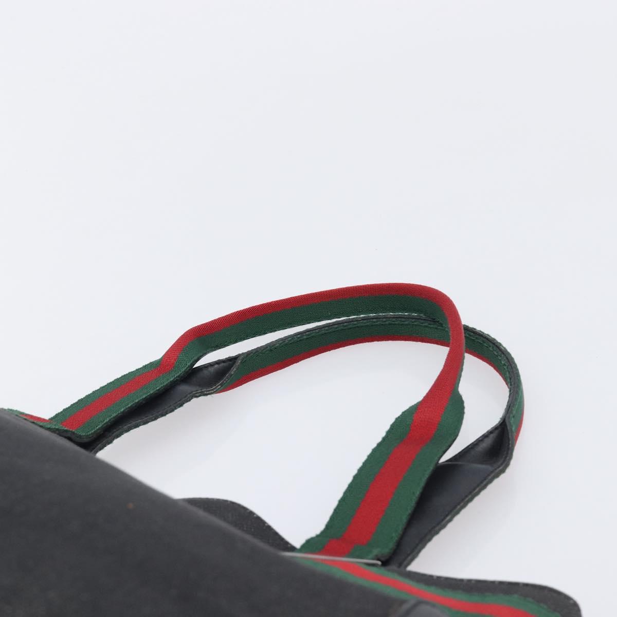 GUCCI Tote Bag Canvas Black Silver 73983 Auth 209158