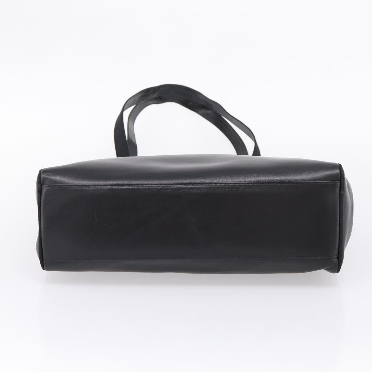 Salvatore Ferragamo Vala Tote Bag Leather Black Gold Tone Auth 209160