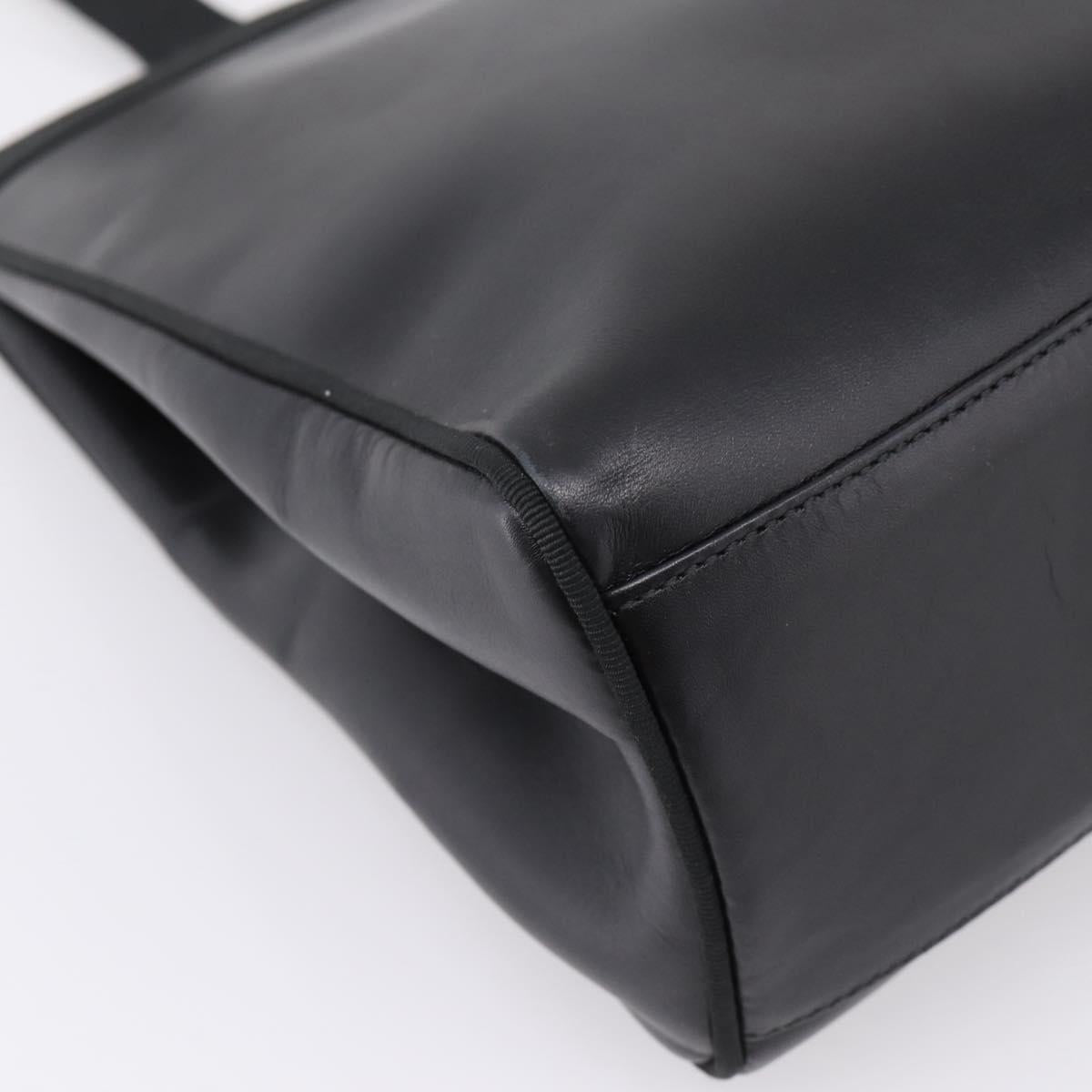 Salvatore Ferragamo Vala Tote Bag Leather Black Gold Tone Auth 209160