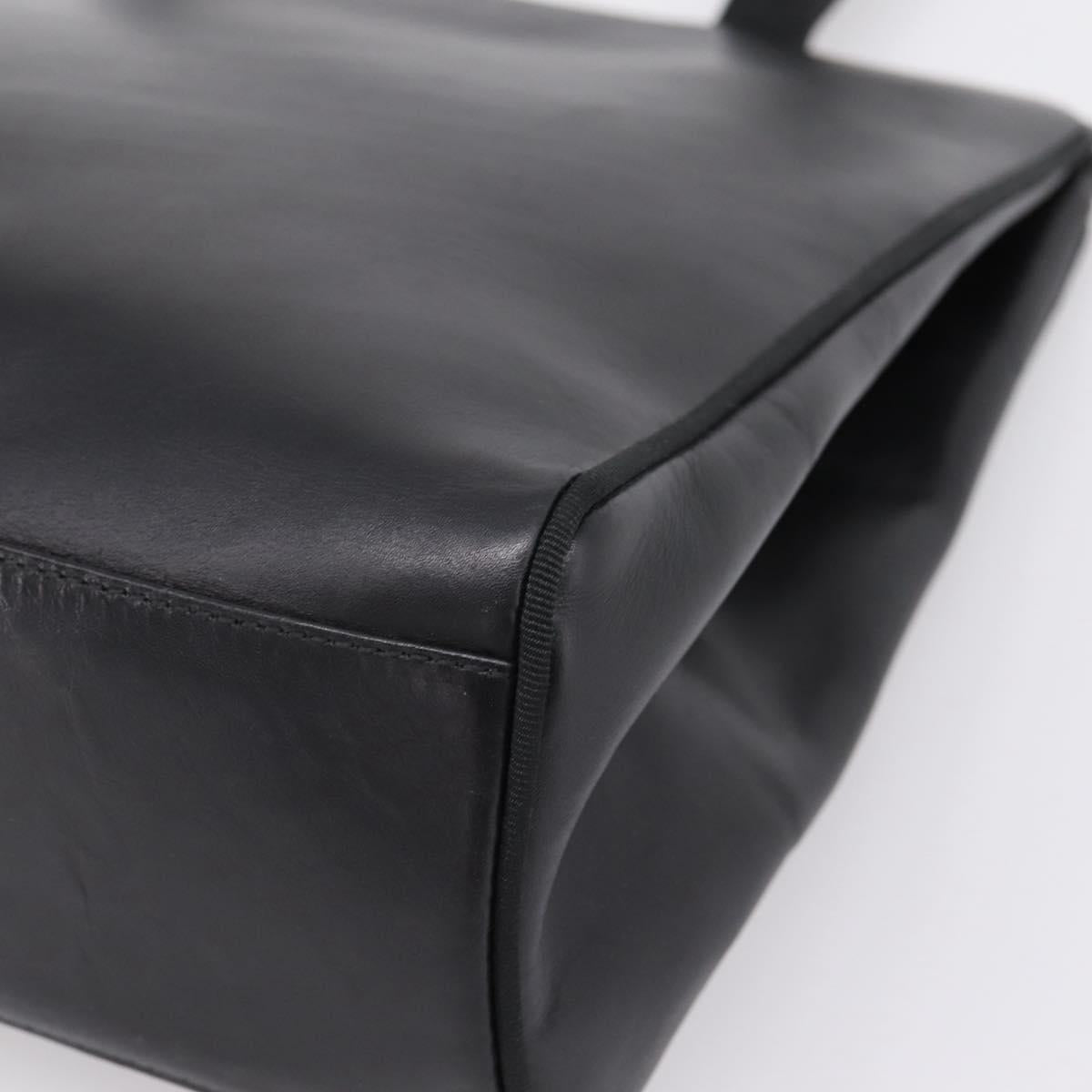 Salvatore Ferragamo Vala Tote Bag Leather Black Gold Tone Auth 209160