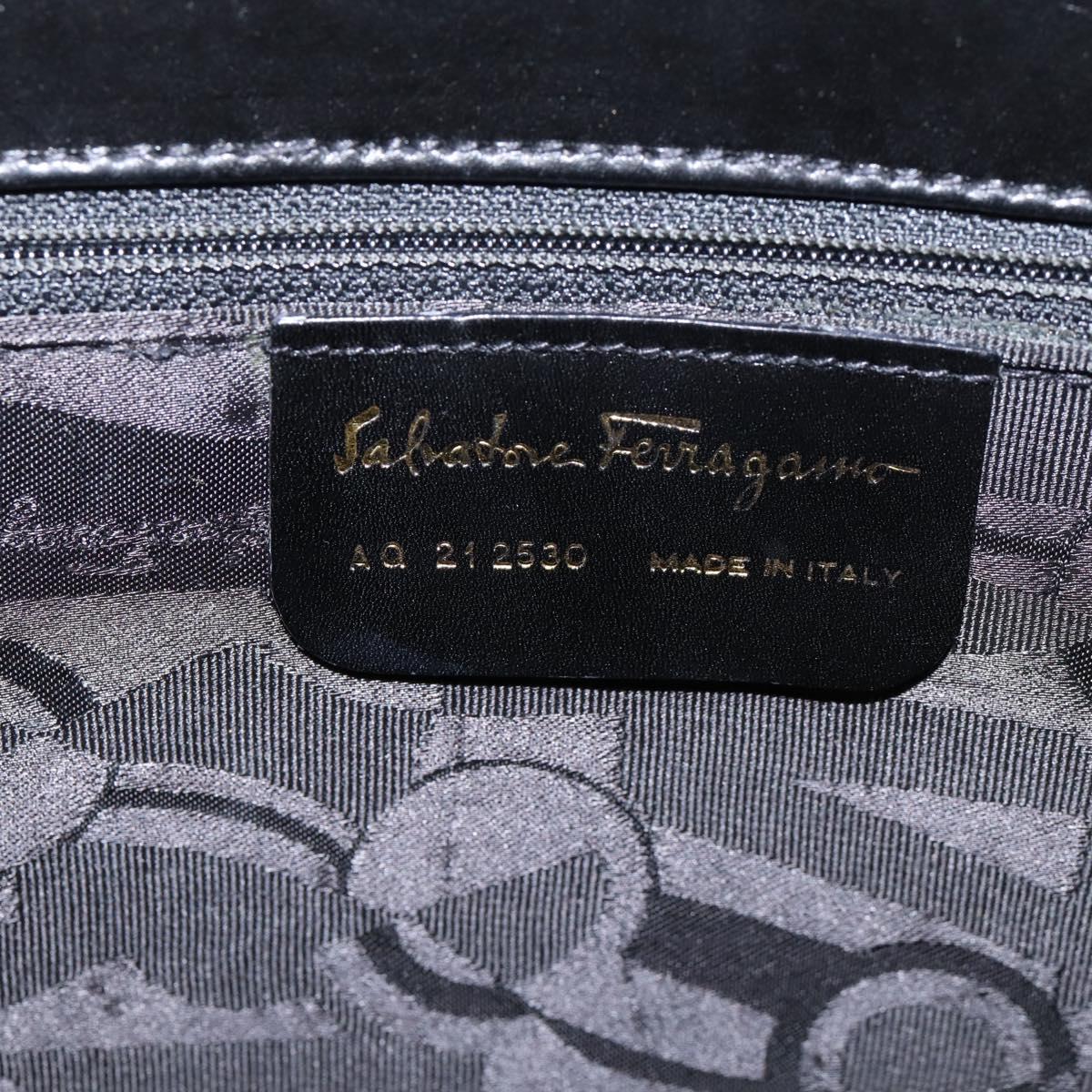 Salvatore Ferragamo Vala Tote Bag Leather Black Gold Tone Auth 209160