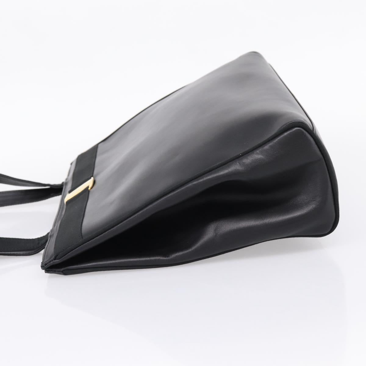 Salvatore Ferragamo Vala Tote Bag Leather Black Gold Tone Auth 209160