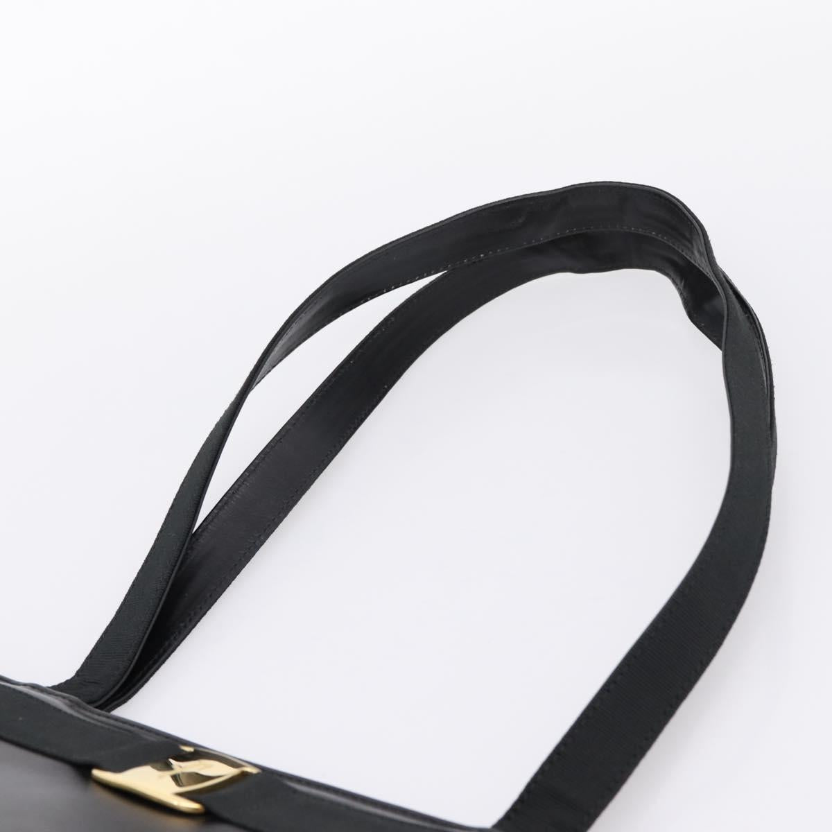 Salvatore Ferragamo Vala Tote Bag Leather Black Gold Tone Auth 209160