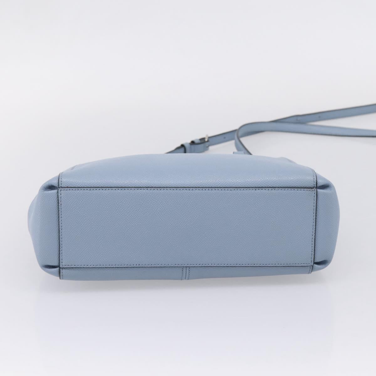 Coach Hand Bag Leather 2way Light Blue Silver Auth 209164A