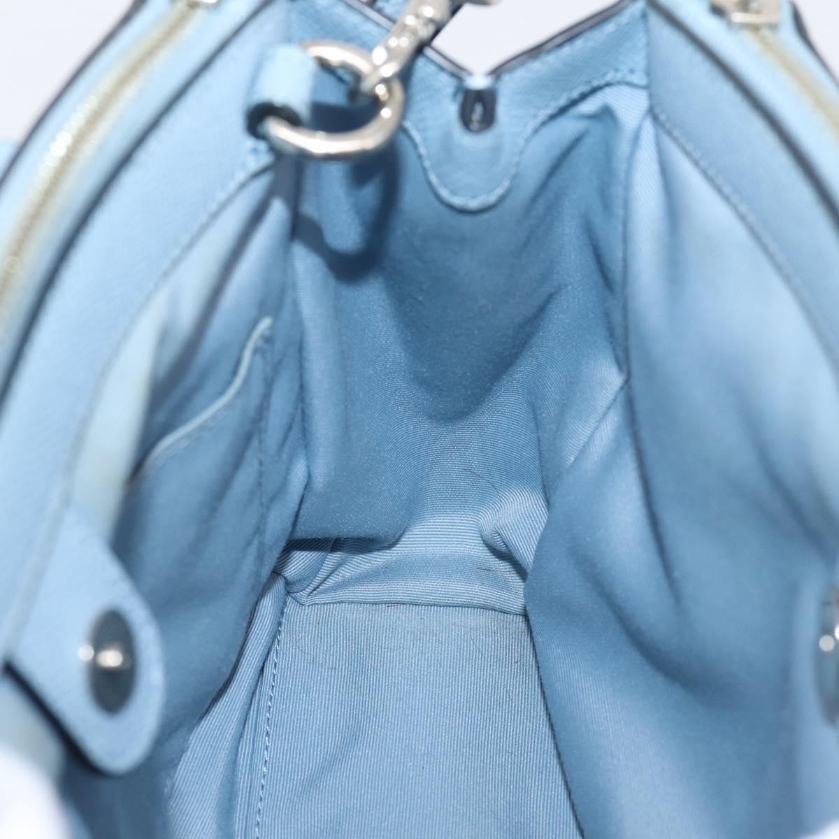 Coach Hand Bag Leather 2way Light Blue Silver Auth 209164A