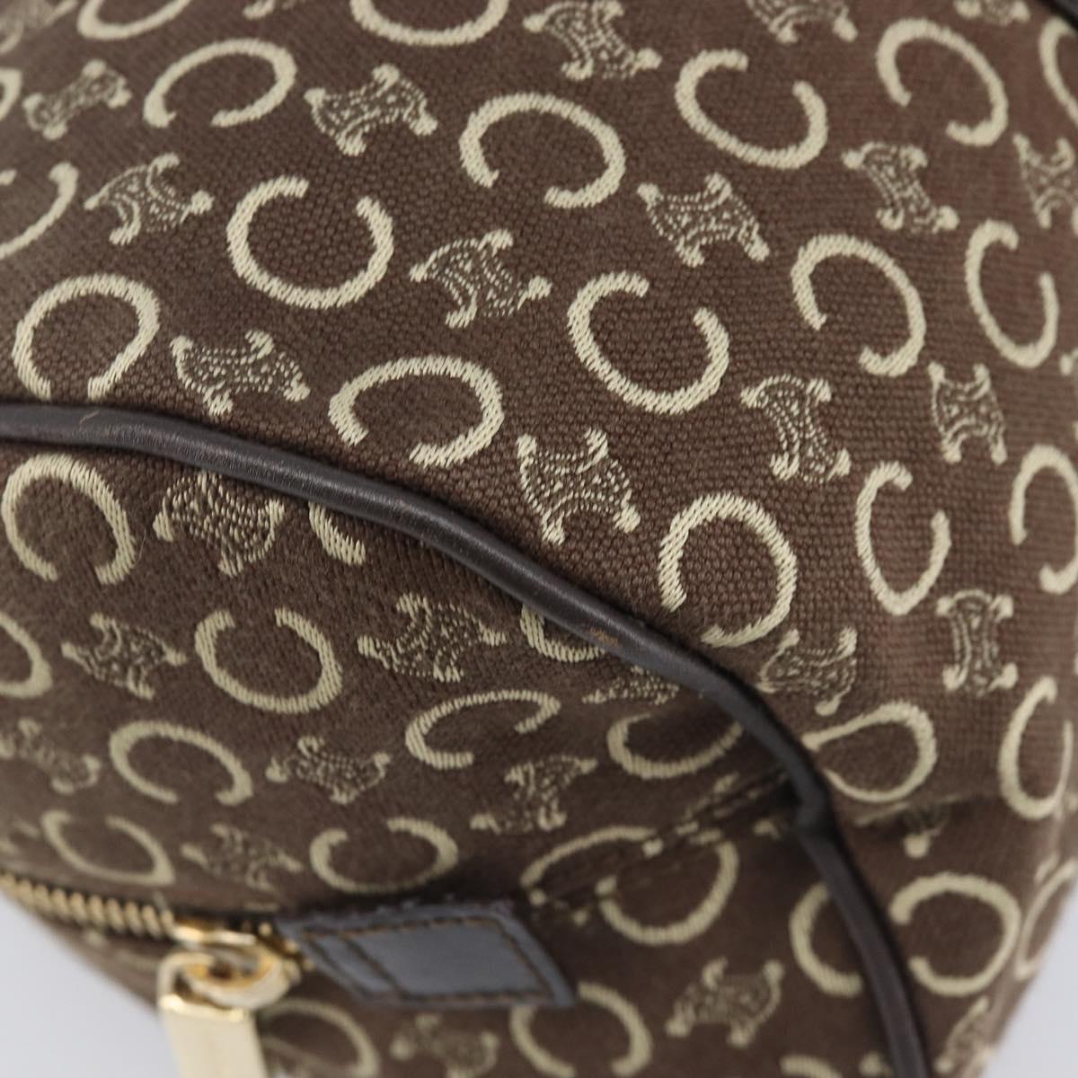 CELINE C Macadam Hand Bag Canvas Brown Gold Tone Auth 209166