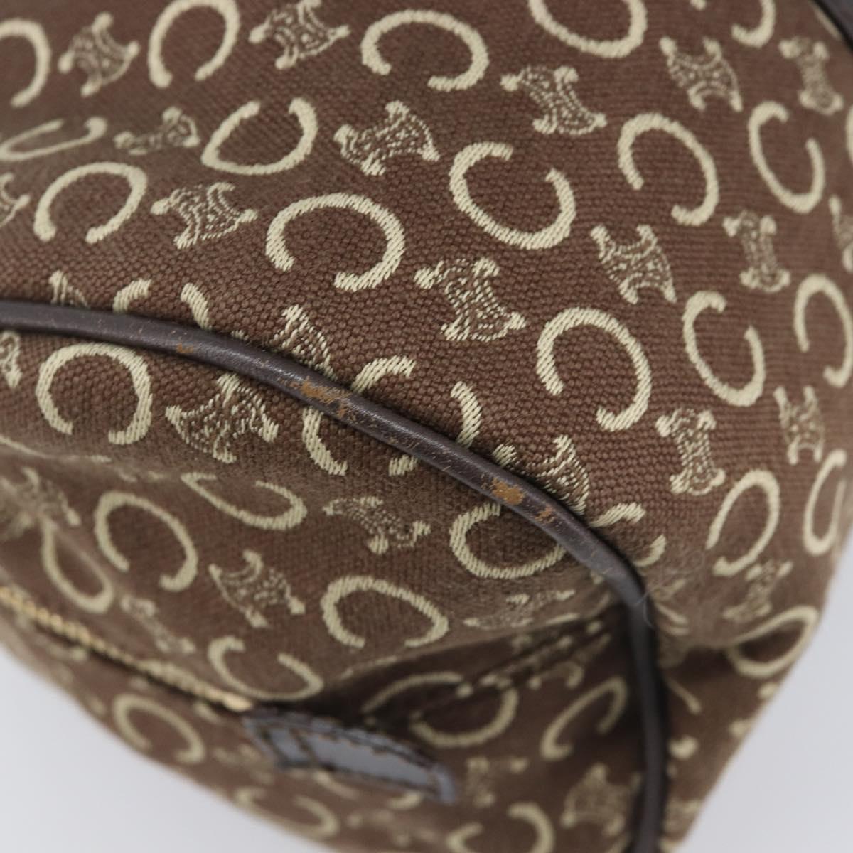 CELINE C Macadam Hand Bag Canvas Brown Gold Tone Auth 209166