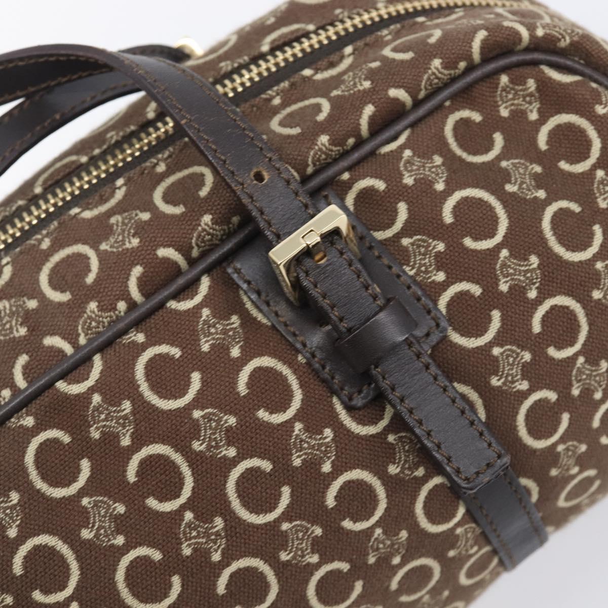 CELINE C Macadam Hand Bag Canvas Brown Gold Tone Auth 209166