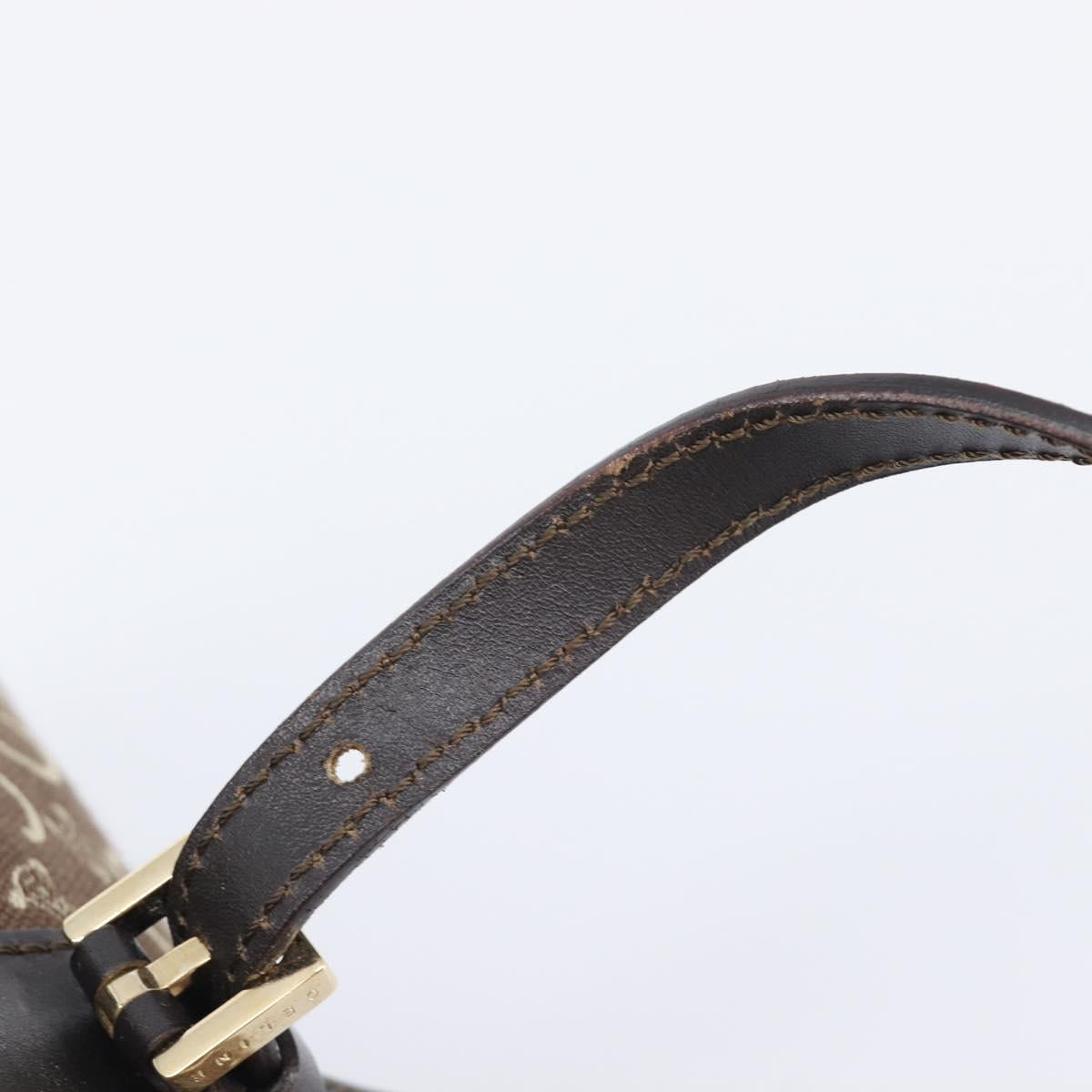 CELINE C Macadam Hand Bag Canvas Brown Gold Tone Auth 209166