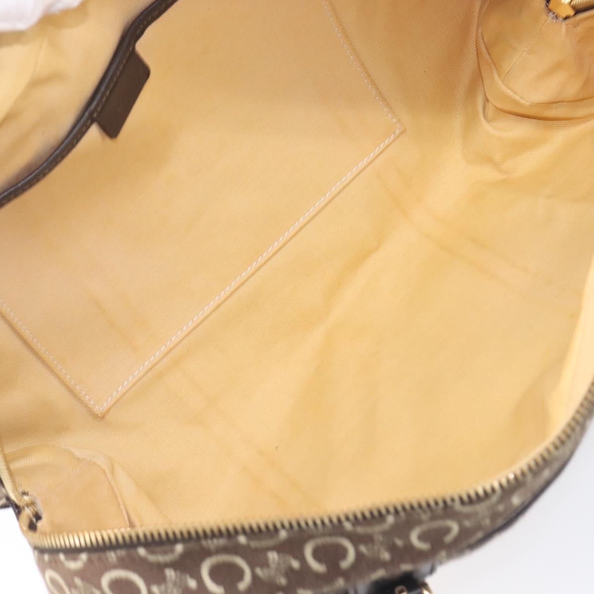 CELINE C Macadam Hand Bag Canvas Brown Gold Tone Auth 209166
