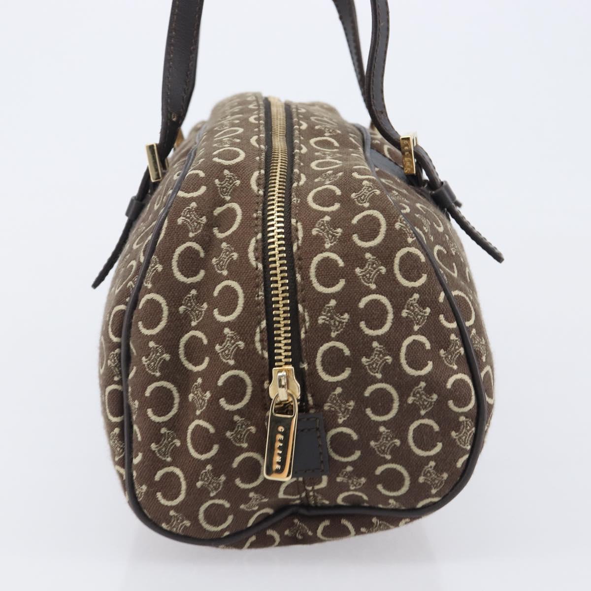CELINE C Macadam Hand Bag Canvas Brown Gold Tone Auth 209166
