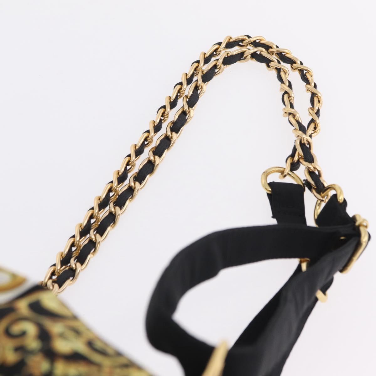 Gianni Versace Chain Backpack Nylon Yellow Gold Tone Auth 209167A