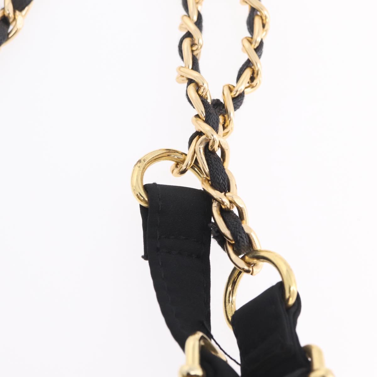 Gianni Versace Chain Backpack Nylon Yellow Gold Tone Auth 209167A