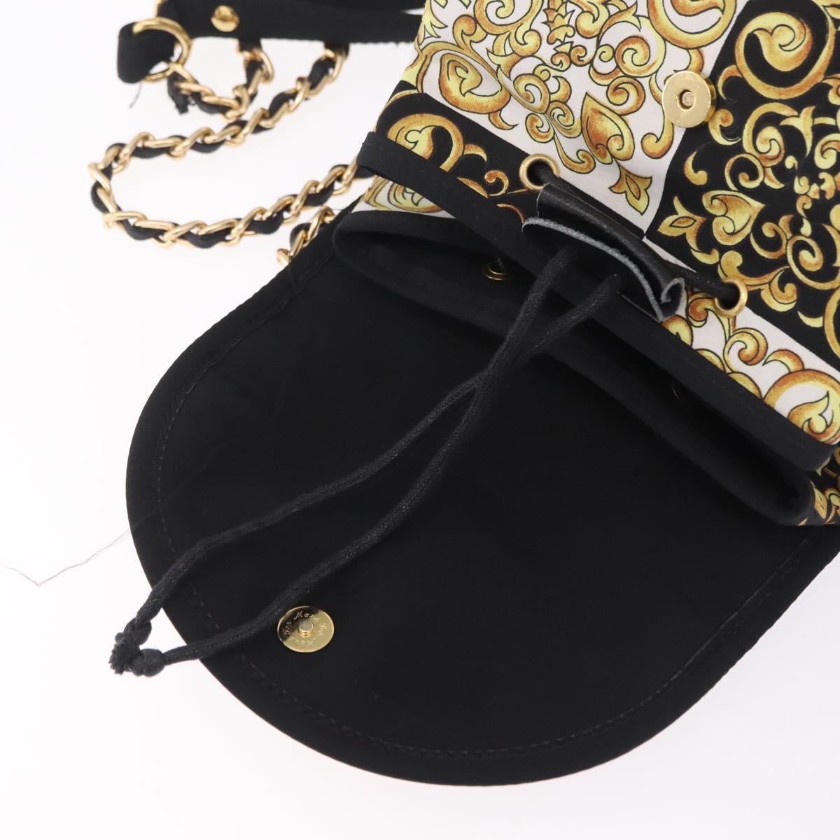 Gianni Versace Chain Backpack Nylon Yellow Gold Tone Auth 209167A