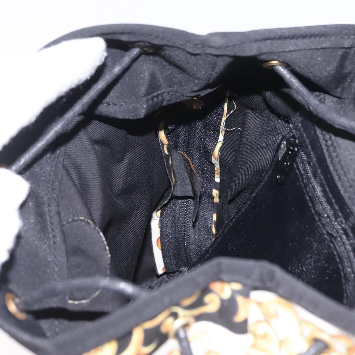 Gianni Versace Chain Backpack Nylon Yellow Gold Tone Auth 209167A