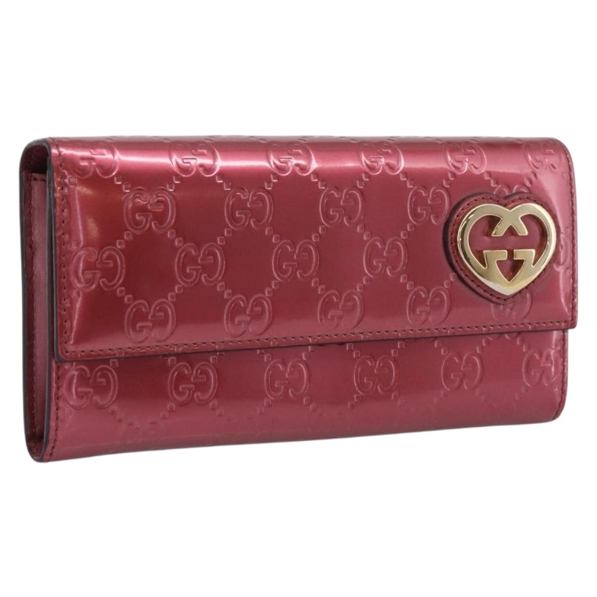 GUCCI GG Canvas Long Wallet Leather Pink Gold Tone 251861 Auth 209169
